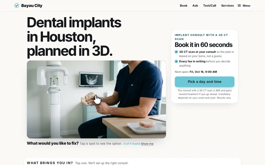 Dental implant clinic demo site
